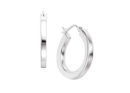 Rhodium Plated | Plain Hoop Earrings